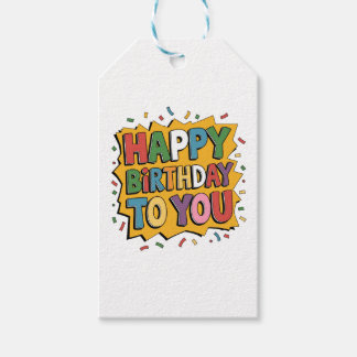 Comic Burst Happy Birthday Gift Tags