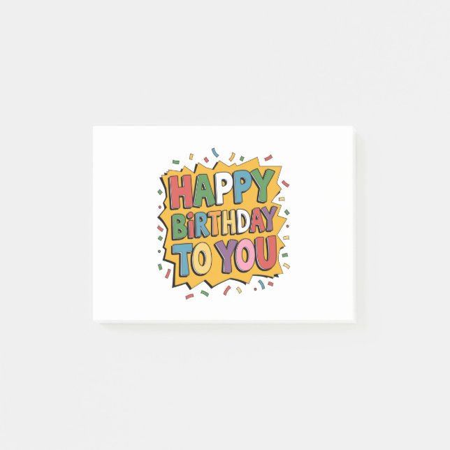 Comic Burst Happy Birthday Post-it Notes (Front)