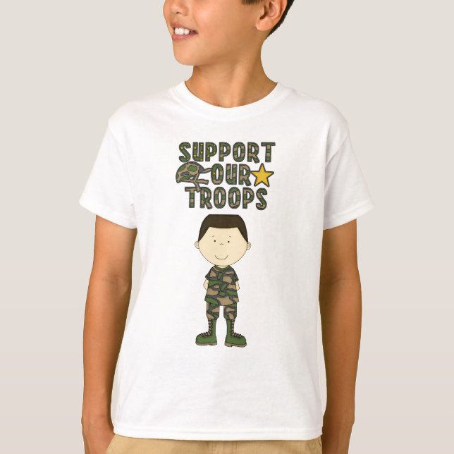 Comic Camo Boy Soldier Military Kids Youth T-Shirt (Front)