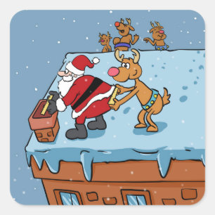 Comic cartoon Santa Claus christmas Square Sticker