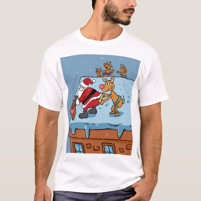Comic cartoon Santa Claus christmas T-Shirt (Front)