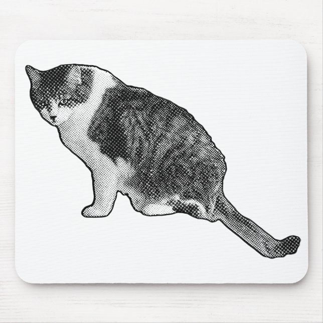 Comic Cat Sits Ready To Boost Every Workday Mouse Pad (Front)