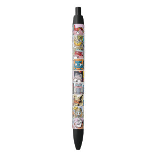 Comic Cool Characters  Grid Colourful Pattern  Black Ink Pen