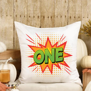 Comic design Newborn Baby 1st Birthday Vintage Cushion