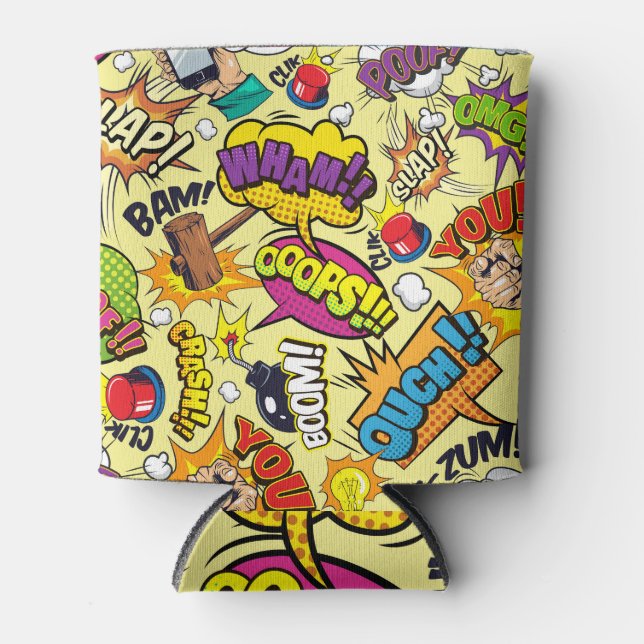 Comic Elements Colourful Pattern Can Cooler (Front)