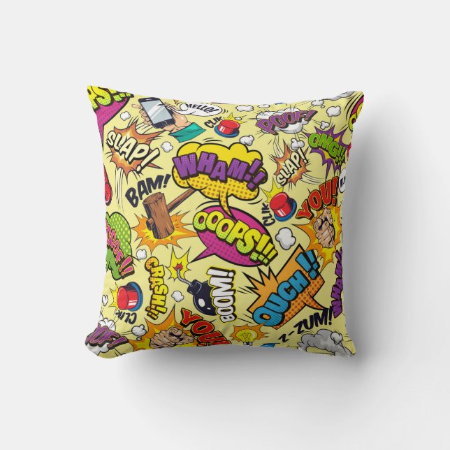 Comic Elements Colourful Pattern Cushion (Front)