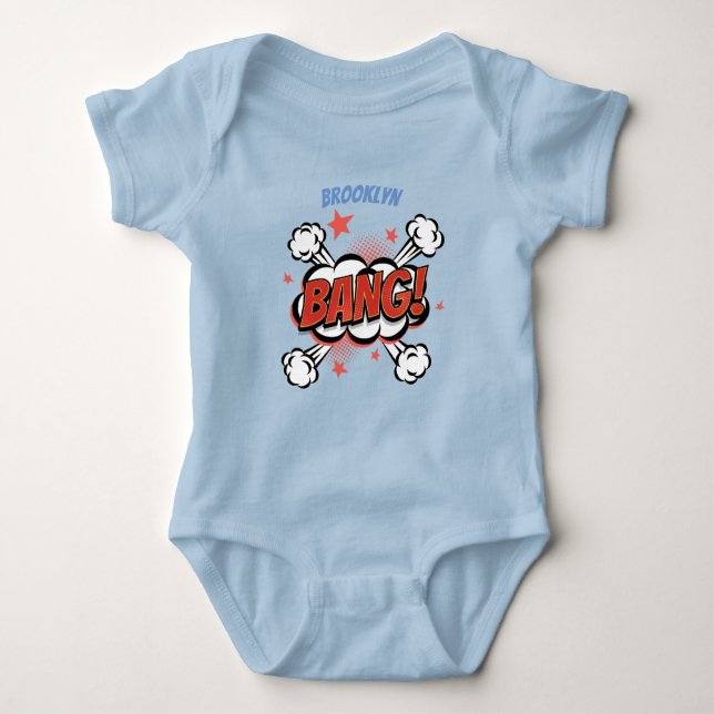 Comic explosion callout typography art baby bodysuit (Front)