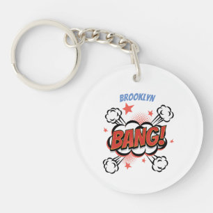 Comic explosion callout typography art key ring