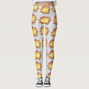 Comic Explosive Text Bubbles Pattern Leggings