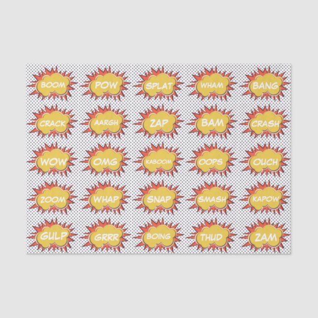 Comic Explosive Text Bubbles Pattern Tissue Paper (Front)