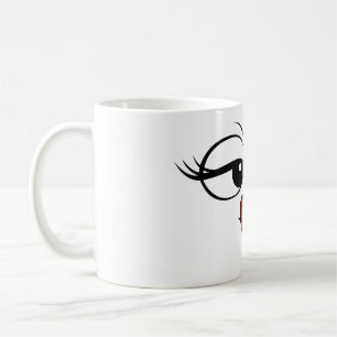 Comic Funny Lady Woman Miss Heart Red Lip Eyes Coffee Mug