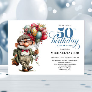 Comic Funny Man 50th Birthday Party Celebration Invitation