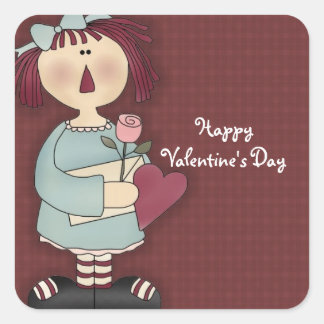 Comic Girl My Sweetheart Valentine's Day Stickers