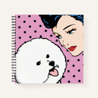 Comic Girl with Bichon Frise Notebook