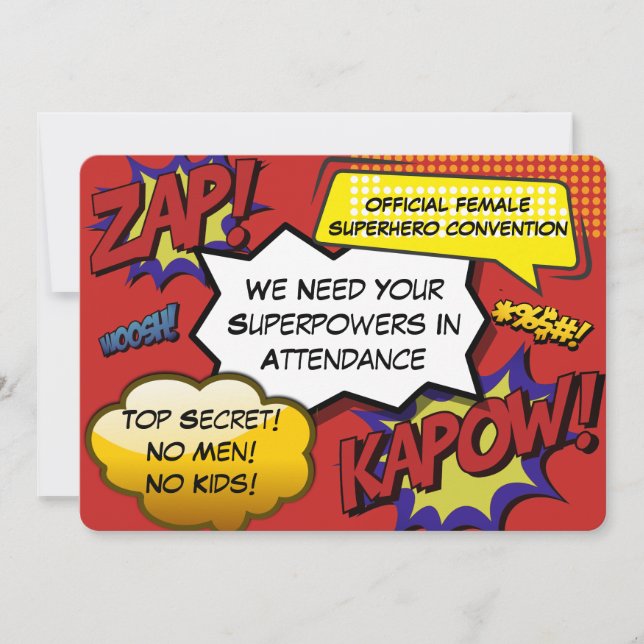 Comic "Girls Night Out" Superhero Parody Invite (Front)