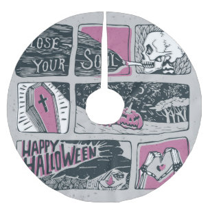 Comic Halloween: Fun Illustration Brushed Polyester Tree Skirt
