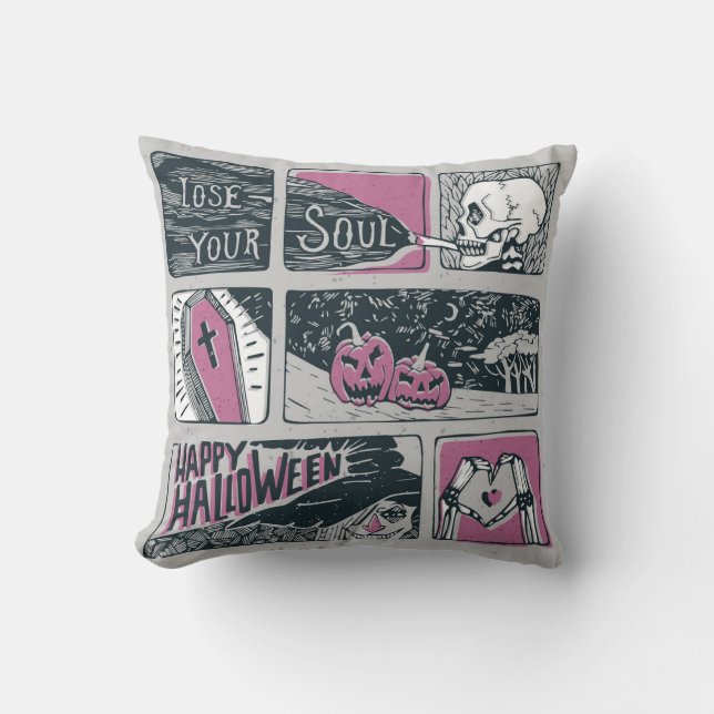 Comic Halloween: Fun Illustration Cushion (Front)