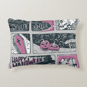 Comic Halloween: Fun Illustration Decorative Cushion