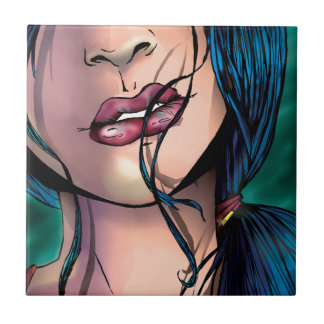 Comic Illustration of a Sexy Girl Called Miki Ceramic Tile