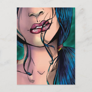 Comic Illustration of a Sexy Girl Called Miki Postcard