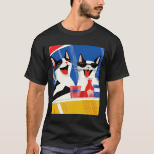 Comic Joyful Perfect Cat Duo Enjoying Summer Vibes T-Shirt