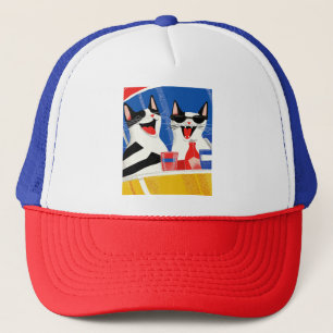 Comic Joyful Perfect Cat Duo Enjoying Summer Vibes Trucker Hat