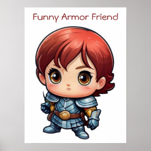 Comic Knight Funny Armour Friend Kids Wall Poster