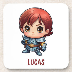 Comic Knight Personalized Kids Room Drink Coaster