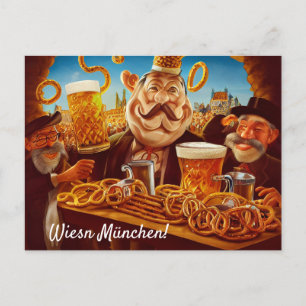 Comic Motiv zur Wiesn in München Postcard