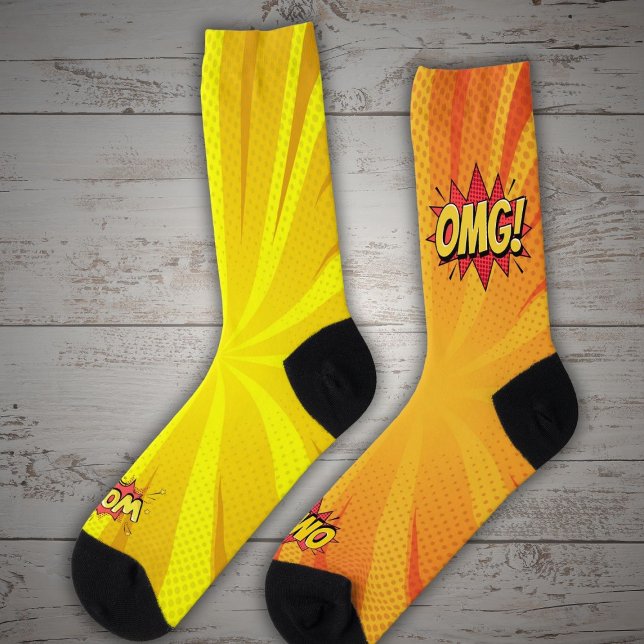 Comic Orange OMG Yellow WOW Socks (Creator Uploaded)