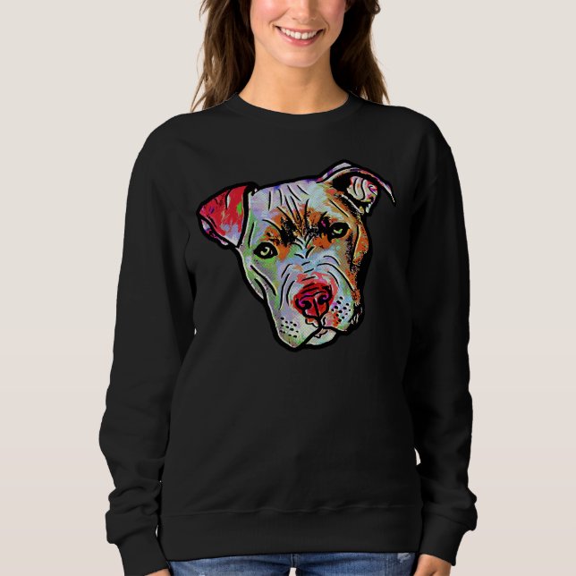 Comic Painted Pitbull 1 Sweatshirt (Front)