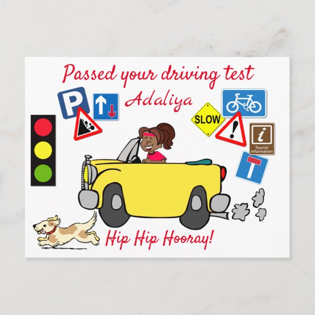 Comic Passed your Driving Test Personalized Postca Postcard (Front)