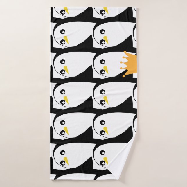 Comic Penguin: Black White Vintage Bath Towel (Bath Towel)
