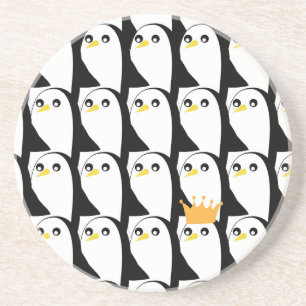 Comic Penguin: Black White Vintage Coaster