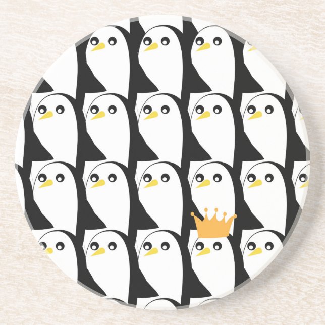 Comic Penguin: Black White Vintage Coaster (Front)