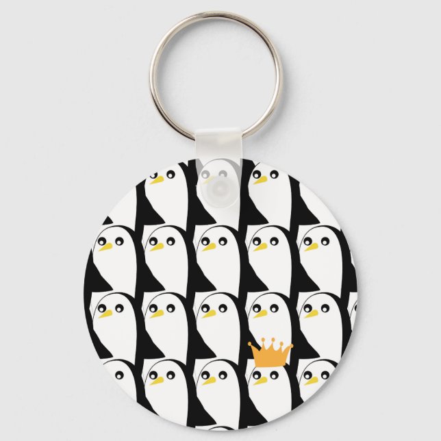 Comic Penguin: Black White Vintage Key Ring (Front)