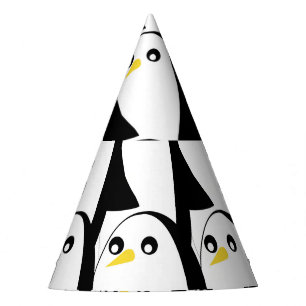 Comic Penguin: Black White Vintage Party Hat