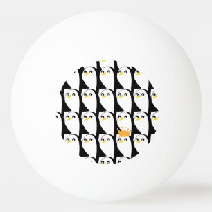 Comic Penguin: Black White Vintage Ping Pong Ball