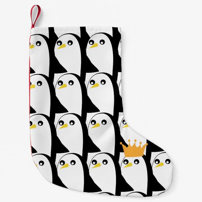 Comic Penguin: Black White Vintage Small Christmas Stocking (Front)
