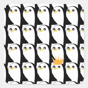Comic Penguin: Black White Vintage Square Sticker