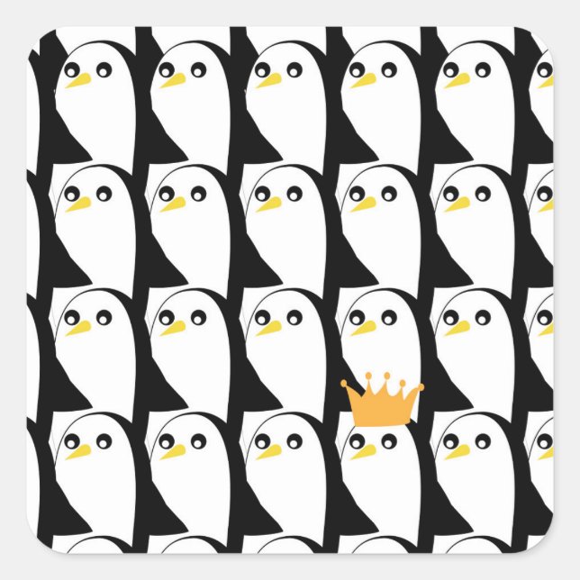 Comic Penguin: Black White Vintage Square Sticker (Front)