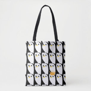 Comic Penguin: Black White Vintage Tote Bag