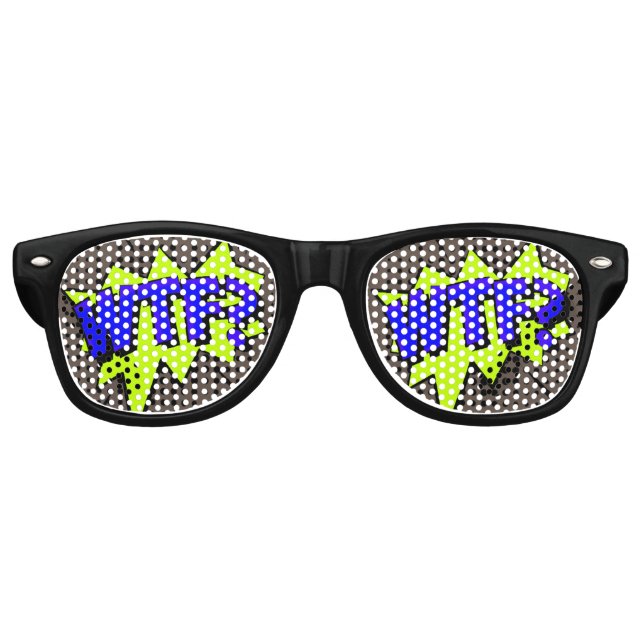 Comic Pop Art Blue Green WTF Novelty Funny Joke Retro Sunglasses (Front)