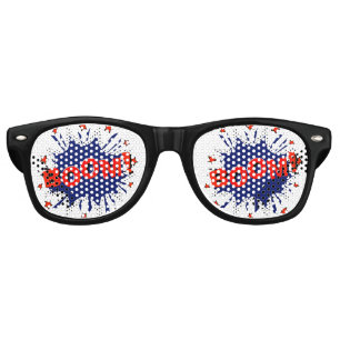 Comic Pop Art Blue Red BOOM Novelty Fun Joke Retro Sunglasses