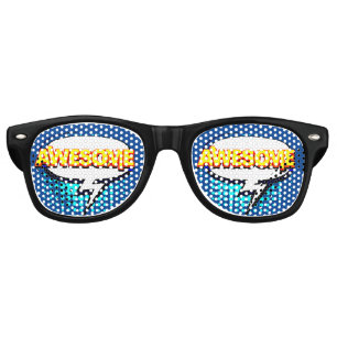 Comic Pop Art Blue Yellow AWESOME  Novelty Joke  Retro Sunglasses