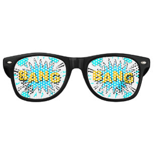 Comic Pop Art Blue Yellow BANG Novelty Fun Joke Retro Sunglasses