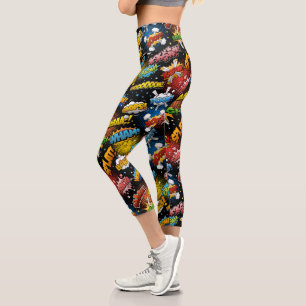 Comic Pop Art Cartoon Super Hero Capri Leggings