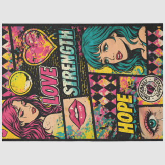 Comic Pop Art Decoupage Paper Love Strength Hope 