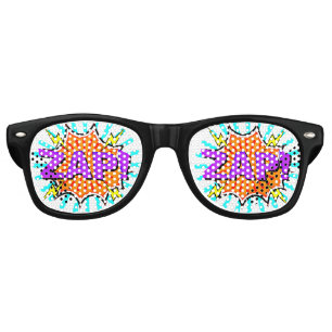 Comic Pop Art Orange Purple ZAP Novelty Funny Joke Retro Sunglasses