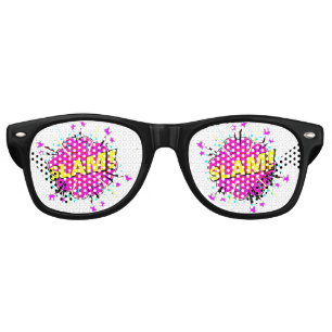 Comic Pop Art Pink Yellow SLAM Novelty Joke Retro Sunglasses